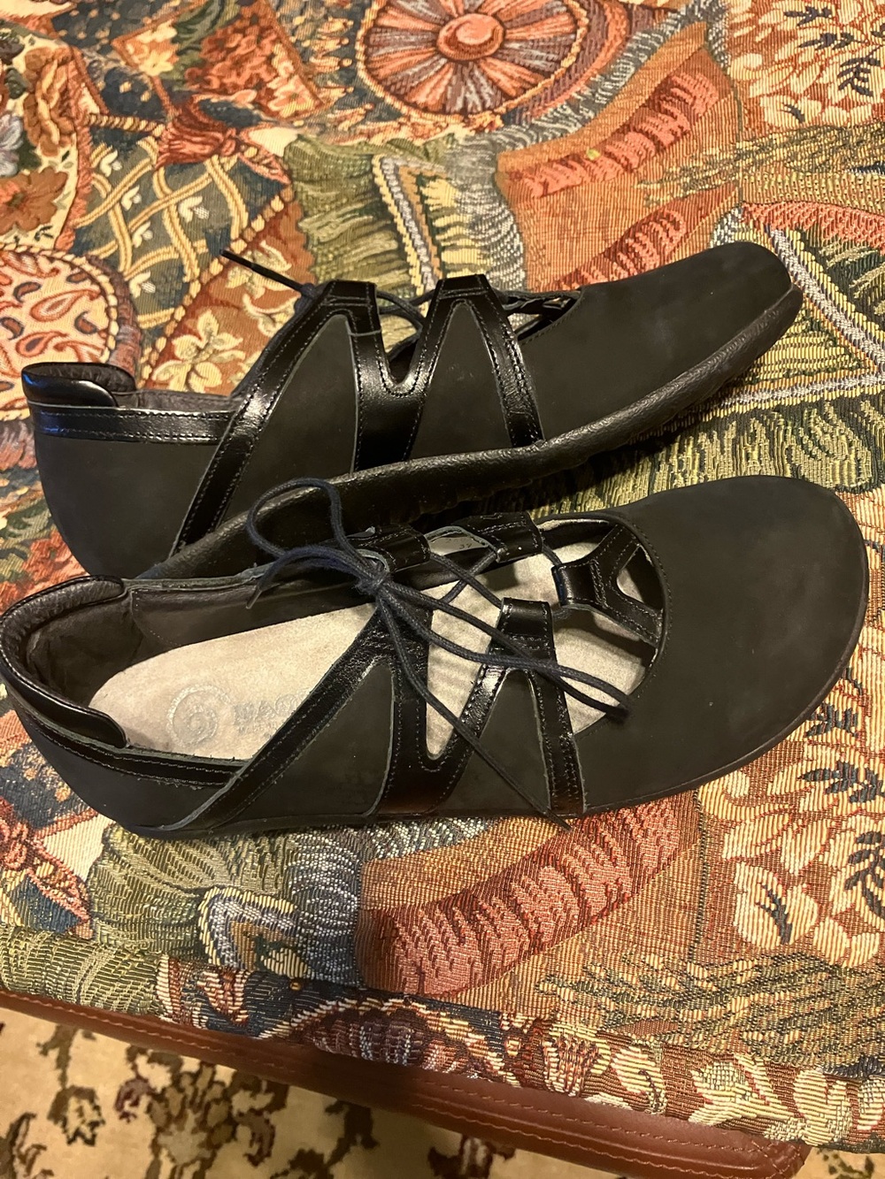 Naot Black Lace-Up Slip-On Flats